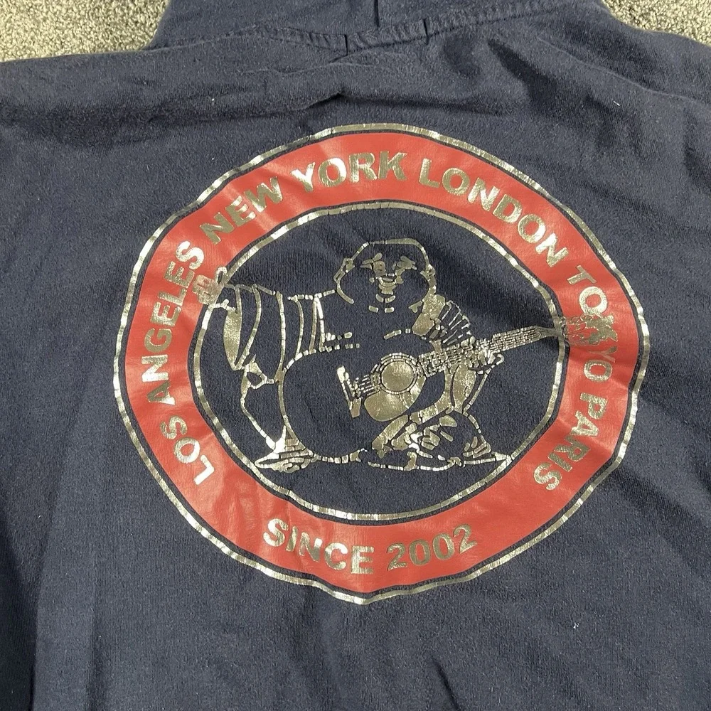 True Religion Buddha Graphic Full Zip Hoodie Navy Blue Men's Large